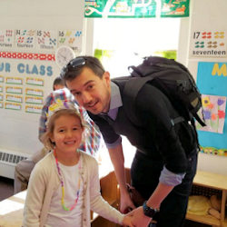 Newton parent with his Parkside Preschool daughter